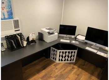 Black Sectional Desk With File Cabinet