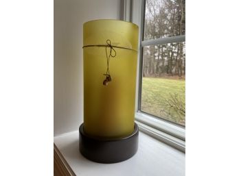 Frosted Green Glass Candle Lantern