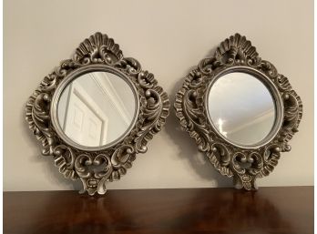 Pair Silver  Ornate Framed Mirrors