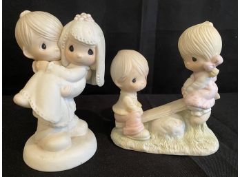 ENESCO PRECIOUS MOMENTS Bless You Two & Love Lifted Me Figurines