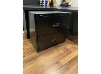 OFFICE MAX Black  Metal Two Drawers File Cabinet With Key  2of 2