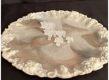 Carved  Clear Quartz   Miniature Herd Of Elephants On Tray