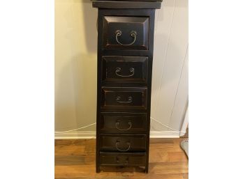 Black Painted Distressed Six Drawers Storage Cabinet