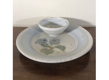 Chip And Dip Style Plate And Bowl, Vintage Pottery