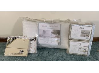 New - 2 Sets Of King Sheets, Pillow And 3 Single Piece Twin Sheets