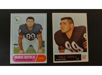 Mike Ditka 2 Card Lot 1965 Philadelphia #19 / 1968 Topps #162