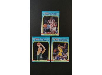 1988 Fleer Basketball Stickers #2,6,7 Michael Jordan, Larry Bird, Magic Johnson