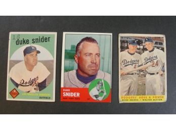 Duke Snider Lot Of (3) 1958, 1959, 1963