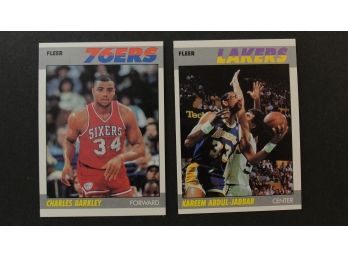 1987 Fleer #1 Kareen Abdul Jabbar &  #9 Charles Barkley