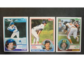 1983 Topps Ryne Sandberg, Tony Gwynn & Wade Boggs Rookie Cards