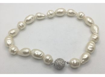 Knotted Baroque Faux Pearls With Gorgeous Rhinestone Clasp - Pearls Look Very Real!!!