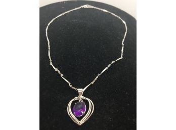 Amethyst Heart Pendant And Chain