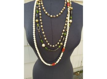 Three Colorful Vintage Necklaces