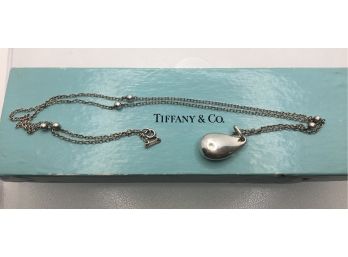 Tiffany Elsa Perretti Teardrop Pendant And Beaded Sterling Chain.