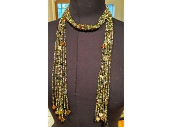 Earth Tones In This Multi-strand Seed Pearl Necklace Can Be Worn Multiple Ways - See Photos