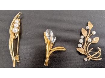 Elegant Swarovski And Vintage Pearl Pins