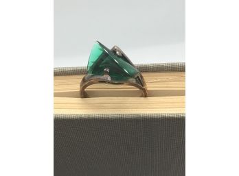 Green Horcrux Like Ring Stamped 925 Sterling With Gold-plated Overlay