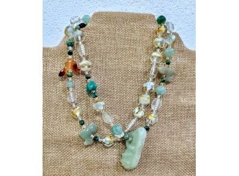 All Natural Stone Necklace With Jade And Other Semi- Precious Stone