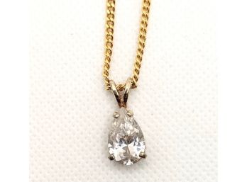 Glistening Cubic Zirconia Pendant On Stunning Gold Chain