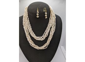 2 Freshwater Pearl Necklaces Plus Pearl Earrings To Match