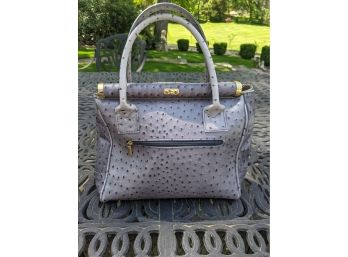 Grey Leather Bag By Art Del Cuiou, Made In Italy