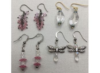 3 Pairs Of Earrings With Swarovski Crystals & 1 Pair Of Earrings With Herkimer Diamonds