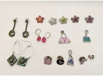 Assorted Earrings, Clips & Pins (flowers, Purses, Pants, A Cow, Oh My!)