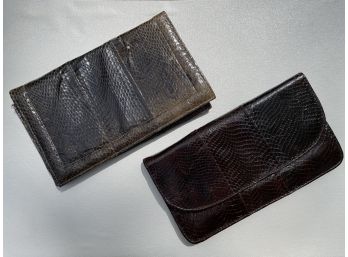 2 Vintage Crocodile Leather Women's Clutches Both With Suede Lining