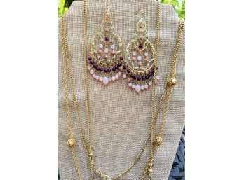 Bohemian Beaded Earrings & 2 Necklaces