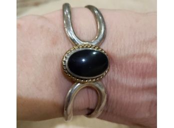 Striking Onyx And Sterling Bracelet