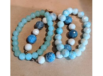 Set Of 3 Bracelets With Natural, Semi-precious Stone, Handcrafted By Lisa Caruso