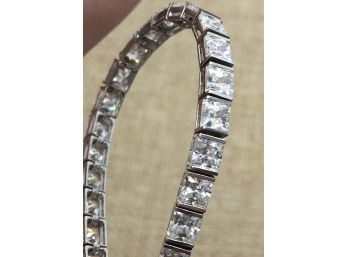 14-K YELLOW GOLD CUSHION CUT BRILLIANT  CZ TENNIS BRACELET