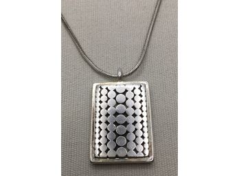 Square Metal Pendant With Interesting Circle Design - Purchased In Denmark