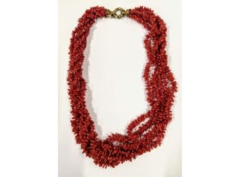 Sensational Genuine Ruby Red Corral With Gold Filled Clasp