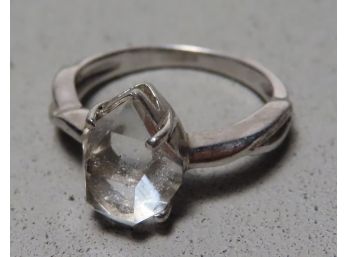 Fancy Sterling Silver 925 & Faceted Quartz Crystal Ring