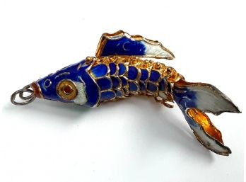 Vintage Cloisonne Enamel Articulated Koi Fish Pendant