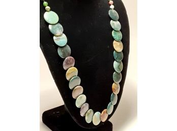 Colored Variety Jasper Stone Disc And Bead Necklace