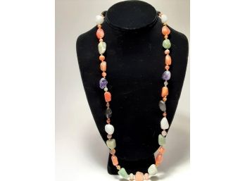 Jay King Desert Rose Trading Multi-color Stone Bead Necklace W Sterling Clasp