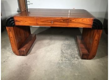 Incredible Vintage Style ART DECO Desk / Table / Console - AMAZING Wood Burl Wood Grain - A STUNNER !