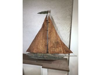 Antique Sailboat Weathervane  - From Estate In Marthas Vineyard  Great Paint And Old Surface - C.1900 / 1920