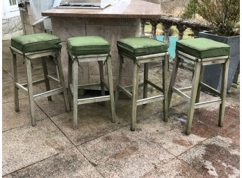 Amazing Set Of Four (4) SOLID TEAK Barstools By GLOSTER - Great Patina - High Quality !