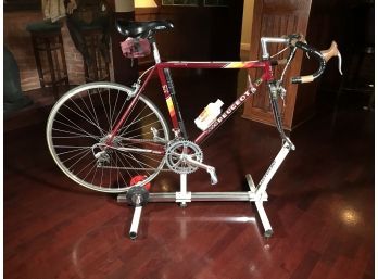 MAGTURBO Exercise Bike Stand With PEUGEOT 501 - 12 Speed Bicycle - With Look Bindings VERY NICE