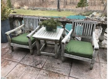 Two (2) SOILD TEAK Amazing Arm Chairs By RAUSCH  With Side Table - ALL IN NICE CONDITION !