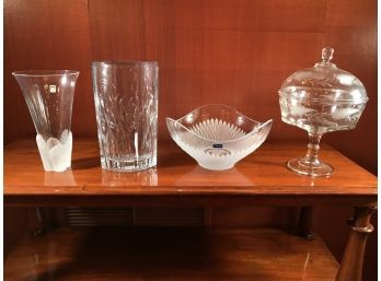 Beautiful Lot Of Four Crystal Pieces -  Lot Sasaki, Mikasa, Villeroy & Boch - Unusual - High Quality Pieces