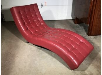 Very Cool Modern WAVY LOUNGE SEAT - Brick Red Upholstery - VERY Comfortable - Short Metal Legs