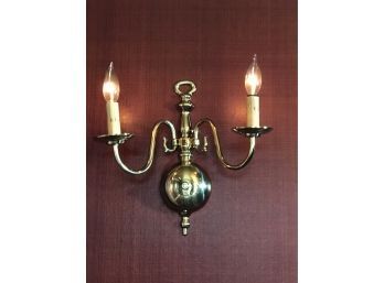 Fantastic Lot Of Nine (9) Solid Brass Two Arm Wall Sconces - Nice Quality - Traditional Styling