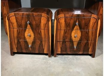 Absolutely Phenomenal Pair Of ART DECO Style Stands  - Incredible Burl Wood Grain Amazing Condition