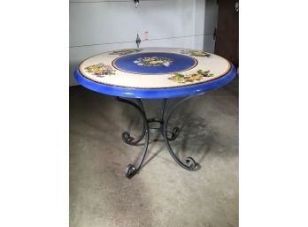 Gorgeous Italian Table With Iron Base - By CECCARELLI CERAMICHE - Paid THOUSANDS - Incredible Find