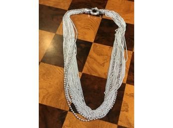 Beautiful Sterling Silver Multi Strand Necklace VERY Pretty Flowing Piece - All 925 / Italian Sterling Silver