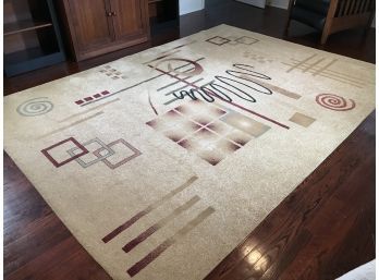 Very Cool Modern Area Rug - Fantastic Graphics - Very Good Condition - Neutral Background Color -  (1 Of 2)